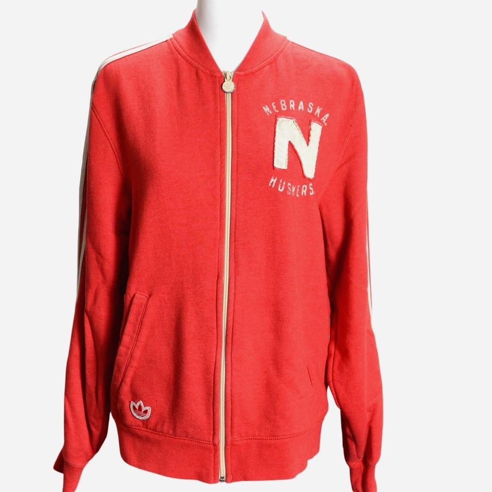 Adidas Retro Casual Sweatshirt Zip Up Track Jacket Nebraska Cornhusker Huskers S